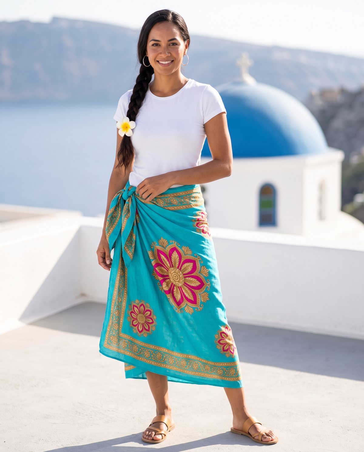 Flower Mandala Sarong — turquoise