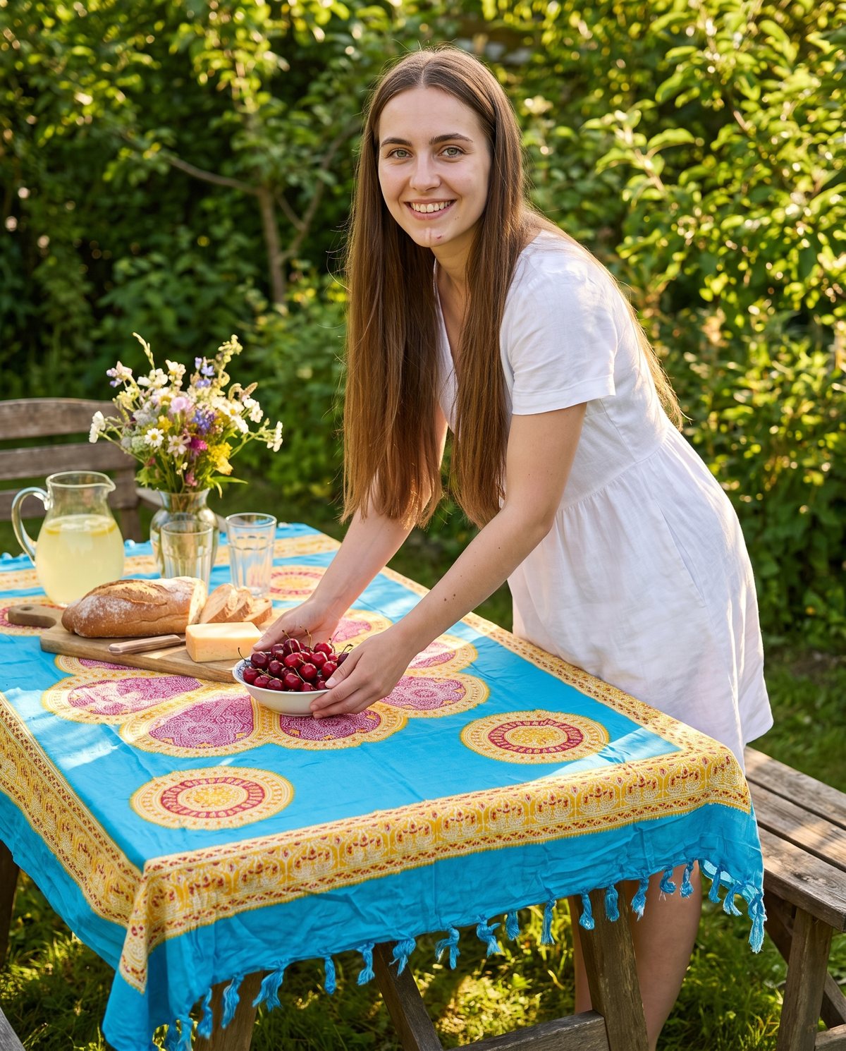Flower Mandala Sarong — turquoise