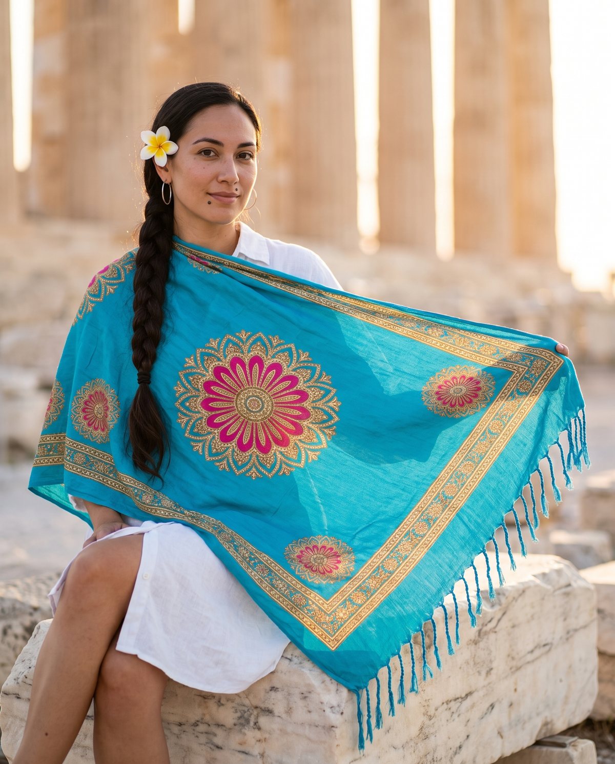 Flower Mandala Sarong — turquoise
