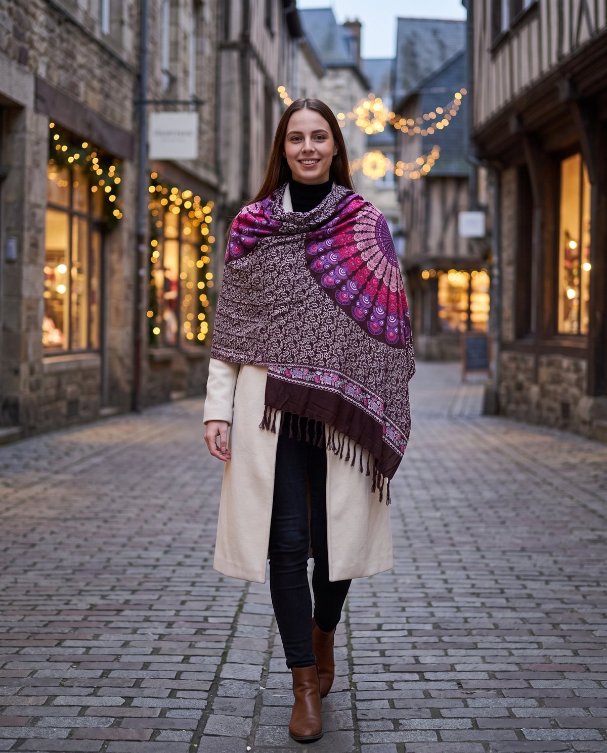 Peacock Mandala Sarong — chocolate & pink