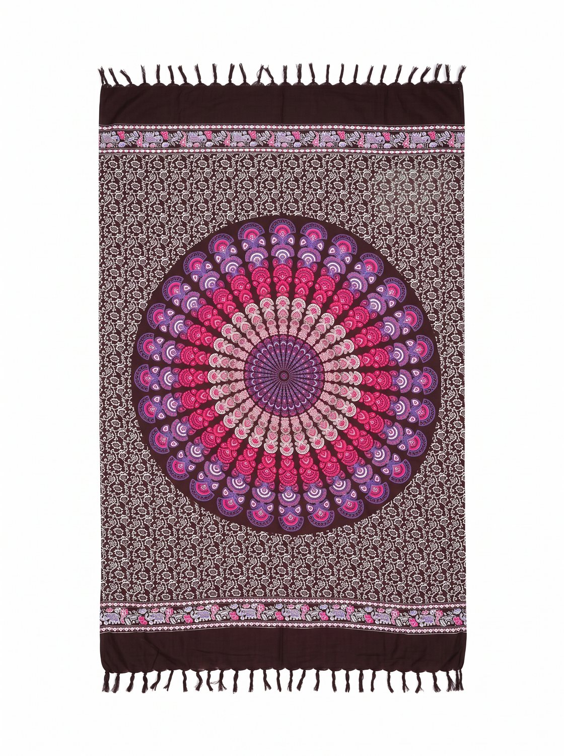 Peacock Mandala Sarong — chocolate & pink