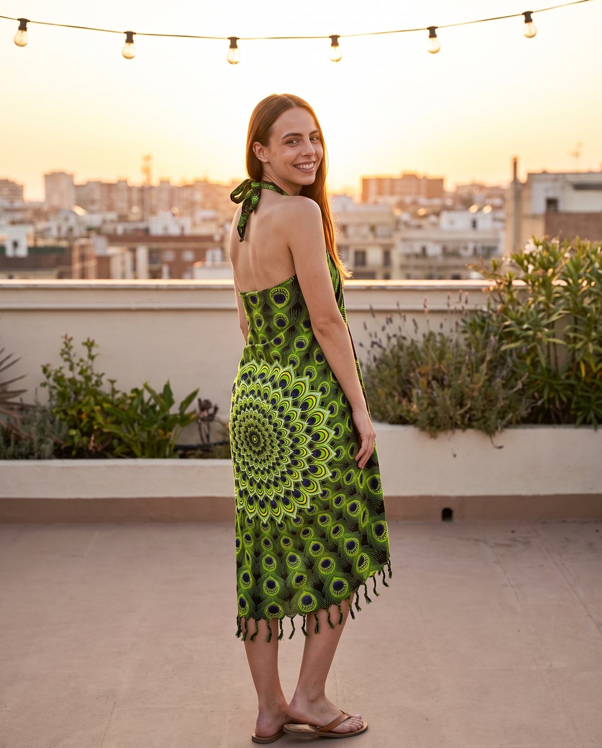 Peacock Mandala Sarong — green